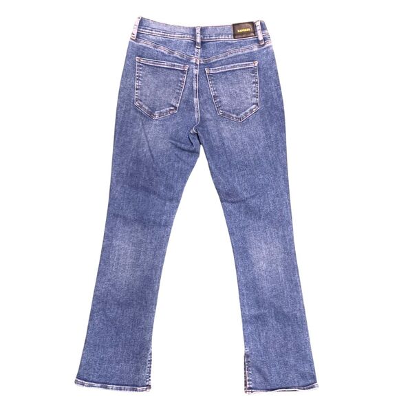 Express Denim Blue Jeans Skyscraper Mid Rise Light Wash with Ankle Slit Size 8S - Picture 2 of 9
